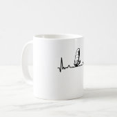 Windsurfende hartslaglijn Funny Gifts Koffiemok (Voorkant links)