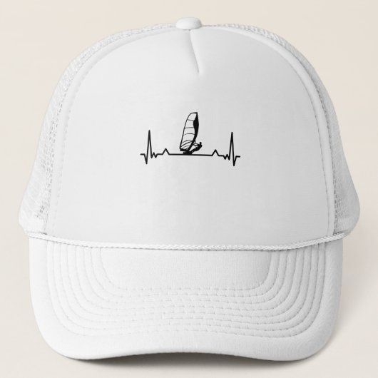 Windsurfende hartslaglijn Funny Gifts Trucker Pet (Voorkant)