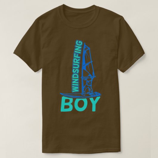 Windsurfende jongen die met een klein boarboardbor t-shirt (Design voorkant)