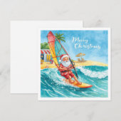 Windsurfende Kerstman Strand Kerstkaart (Voorkant / Achterkant)