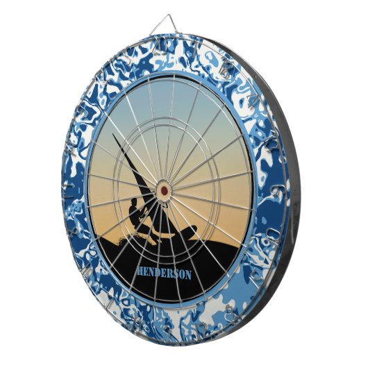 Windsurfende oceaangolven dartbord (Voorkant Rechts)