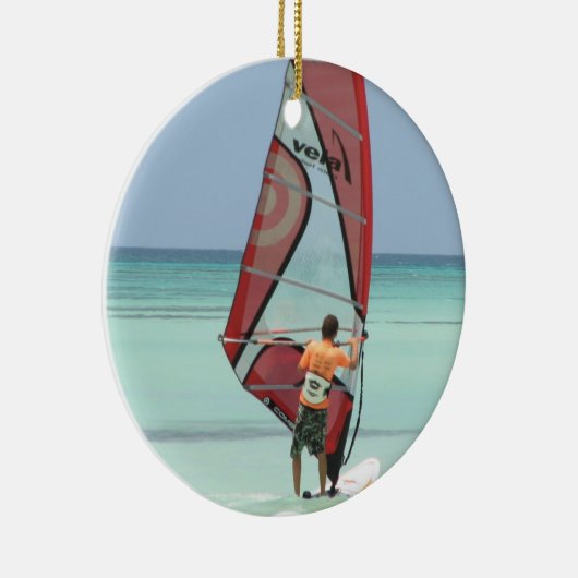 Windsurfende versiering keramisch ornament (Rechts)