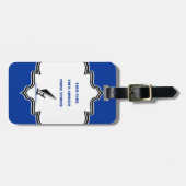 Windsurfer aan boord, zwart, blauw, op maat gesned bagagelabel (Voorkant horizontaal)