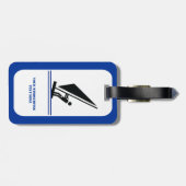 Windsurfer aan boord, zwart, blauw, op maat gesned bagagelabel (Achterkant horizontaal)