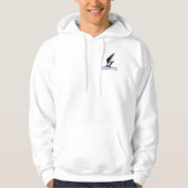 Windsurfer aan boord, zwart, blauw, op maat gesned hoodie (Voorkant)