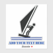 Windsurfer aan boord zwart en blauw windsurfen sticker (Vel)