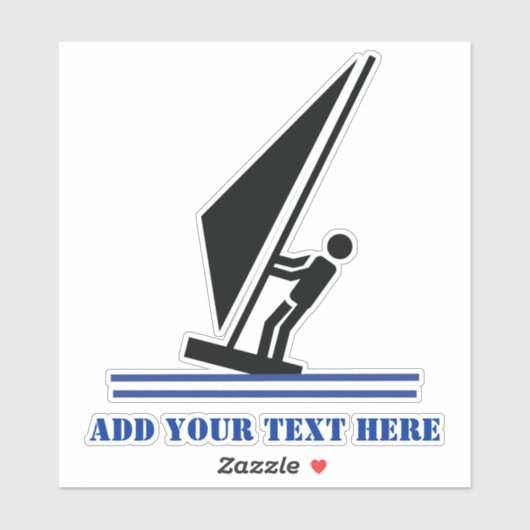 Windsurfer aan boord zwart en blauw windsurfen sticker (Vel)