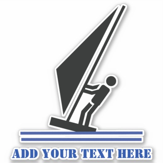 Windsurfer aan boord zwart en blauw windsurfen sticker (Voorkant)