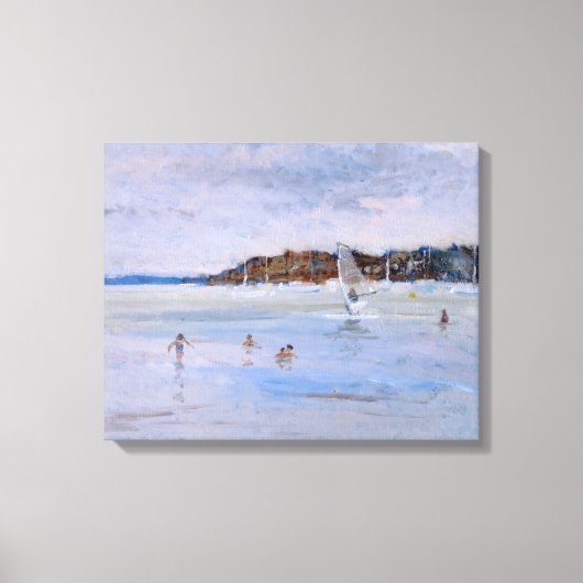 Windsurfer en Bathers Canvas Afdruk (Voorkant)