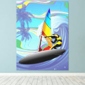 WindSurfer op Big Ocean Waves Canvas Afdruk (Insitu (Houten vloer))