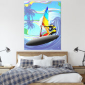 WindSurfer op Big Ocean Waves Canvas Afdruk (Insitu (Slaapkamer))