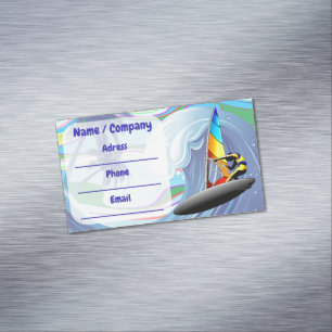 WindSurfer op Big Ocean Waves Magnetisch Visitekaartje