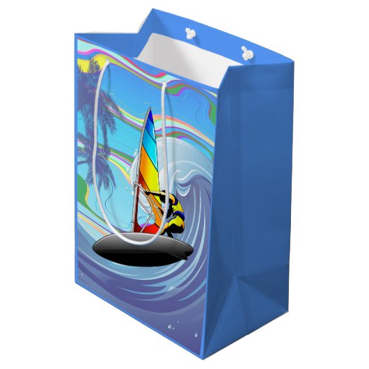 WindSurfer op Big Ocean Waves Medium Cadeauzakje (Achterkant Gekanteld)