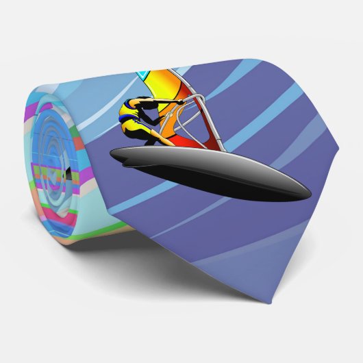 WindSurfer op Big Ocean Waves Stropdas (Opgerold)