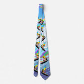 WindSurfer op Big Ocean Waves Stropdas (Achterkant)