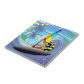WindSurfer op Big Ocean Waves Tegeltje (Zijkant)