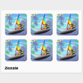 WindSurfer op Big Ocean Waves Vierkante Sticker (Vel)