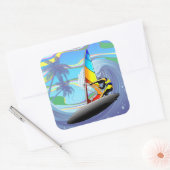 WindSurfer op Big Ocean Waves Vierkante Sticker (Envelop)