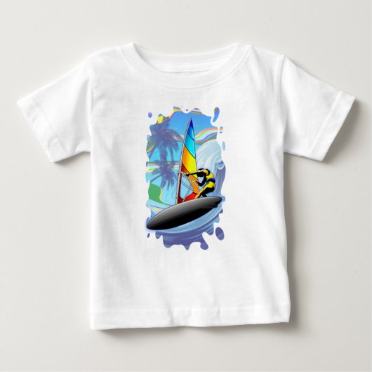WindSurfer op Ocean Waves Baby T-Shirt (Voorkant)