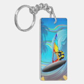 WindSurfer op Ocean Waves Sleutelhanger (Voorkant Links)