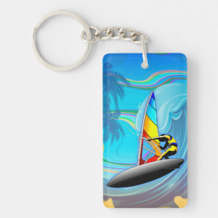 WindSurfer op Ocean Waves Sleutelhanger