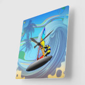 WindSurfer op Ocean Waves Wall Clock Vierkante Klok (Hoek)