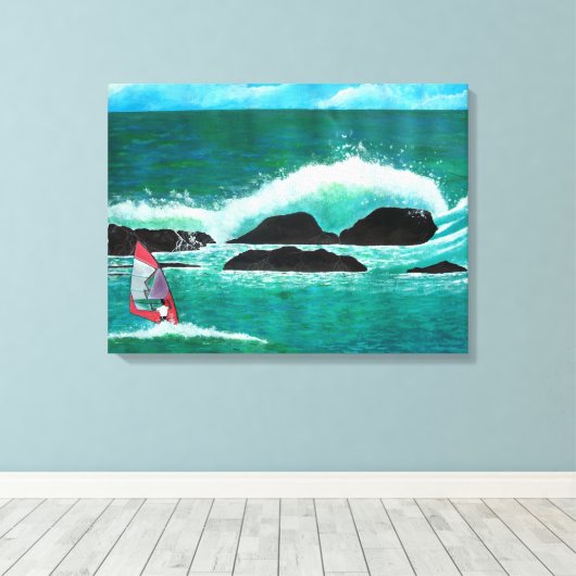 WindSurfer Wind Surfen in Hawaï Seascape Wrappe Canvas Afdruk (Insitu (Houten vloer))