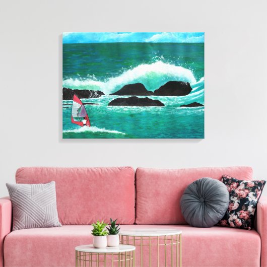 WindSurfer Wind Surfen in Hawaï Seascape Wrappe Canvas Afdruk (Insitu (Woonkamer))