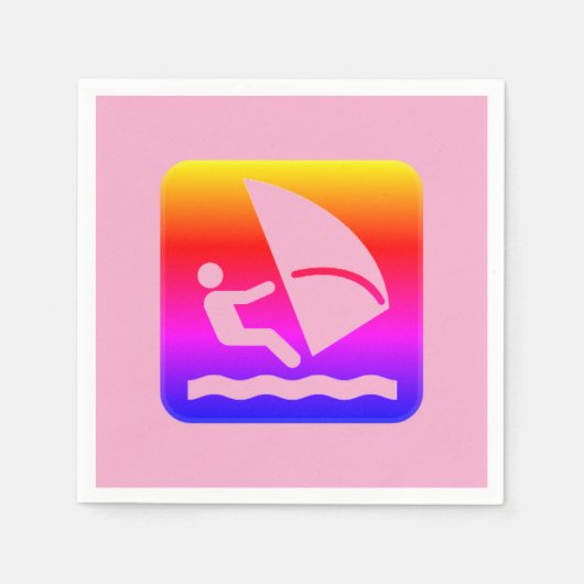 Windsurfer - Windsurfen Regenboog Watersport Servet (Voorkant)