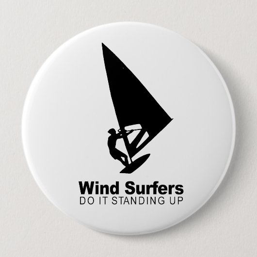 windsurfers doen het staande ronde button 4,0 cm (Voorkant)