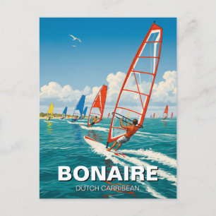 Windsurfers in Bonaire Nederlands Caribisch gebied Briefkaart