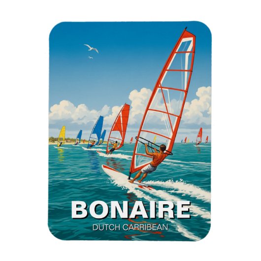 Windsurfers in Bonaire Nederlands Caribisch gebied Magneet (Verticaal)