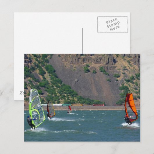 Windsurfers op de Hood Briefkaart (Voorkant / Achterkant)