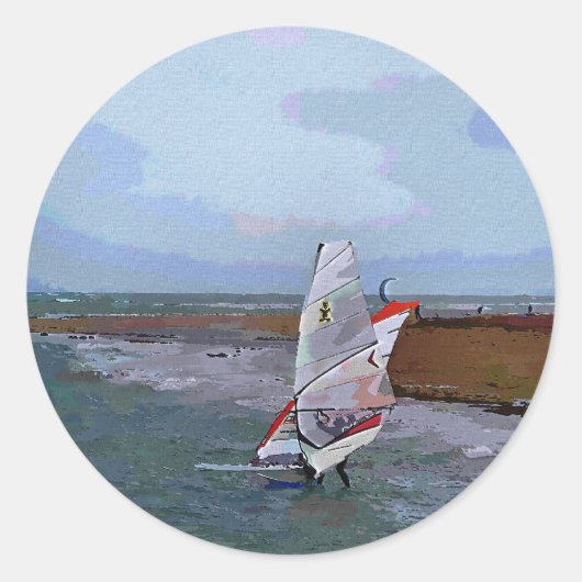 WINDSURFING RONDE STICKER (Voorkant)