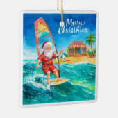 Windsurfing Santa Beach Christmas Card Keramisch Ornament (Rechts)