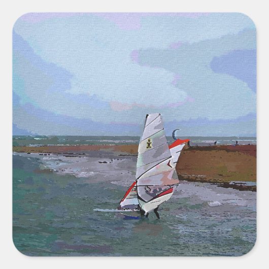 WINDSURFING VIERKANTE STICKER (Voorkant)