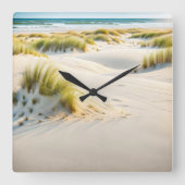 Windsweept Zand en Dune Grass Vierkante Klok (Voorkant)