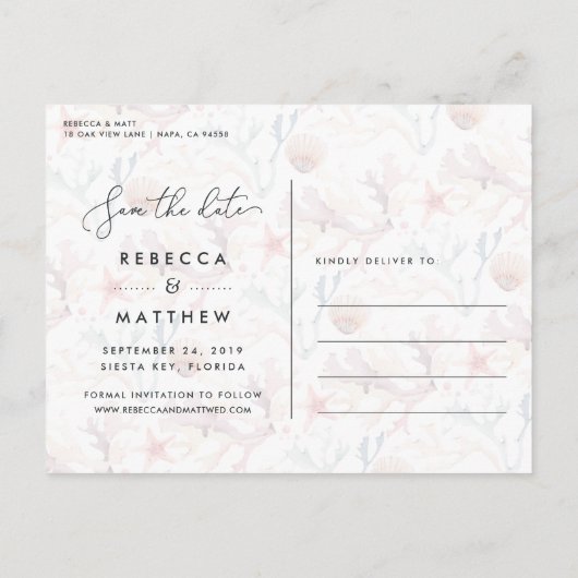 Windswept | Beach Wedding Photo Save the Date Aankondigingskaart (Achterkant)