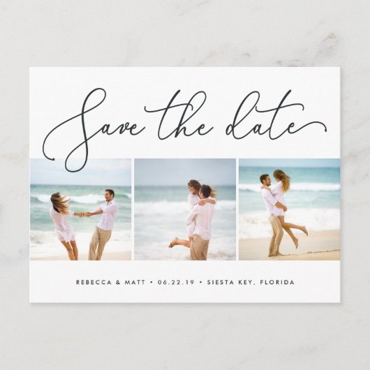 Windswept | Beach Wedding Photo Save the Date Aankondigingskaart (Voorkant)