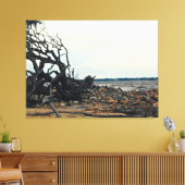 Windswept Boom bij Rotsachtige Kustlijn Canvas Afdruk (Insitu (Woonkamer))