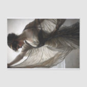 Windswept danseres aan zee in taupe decoupage tissuepapier (Voorkant)