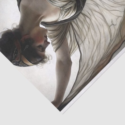 Windswept danseres aan zee in taupe decoupage tissuepapier (Detail)