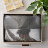 Windswept danseres aan zee in taupe decoupage tissuepapier (Geschenk)