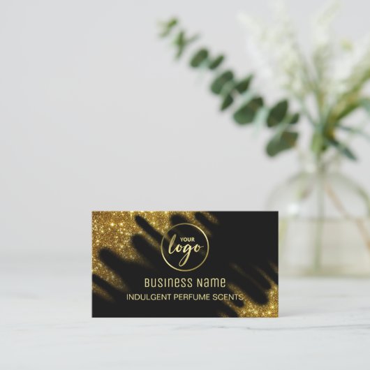 Windswept Glitter Black en Gold Perfume Visitekaartje (Staand voorkant)