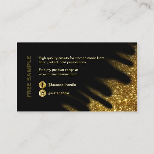 Windswept Glitter Black en Gold Perfume Visitekaartje (Achterkant)