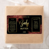 Windswept Glitter Red Black Gold Body Butter Label (Insitu)