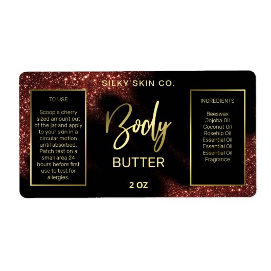 Windswept Glitter Red Black Gold Body Butter Label (Voorkant)