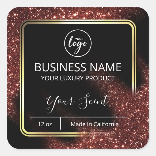 Windswept Glitter Red Black Gold Candle Labels (Voorkant)