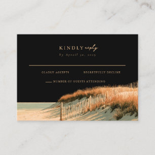 Windswept Gouden Cape Cod Duin Mail Back RSVP Kaar Informatiekaartje