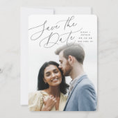 Windswept script | Verticale foto Save The Date (Voorkant)